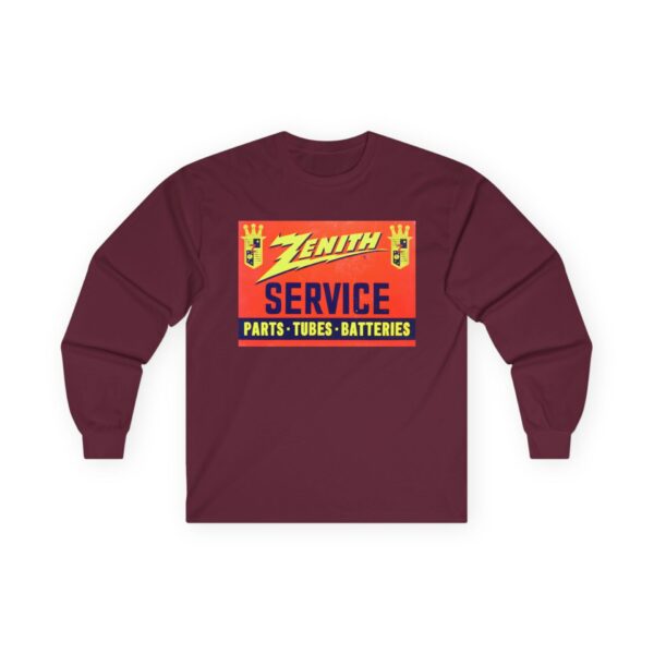 Zenith SERVICE Parts - Tubes - Batteries, Antique Electronics Advertising, Vintage Radio Long Sleeve Tee - Image 11