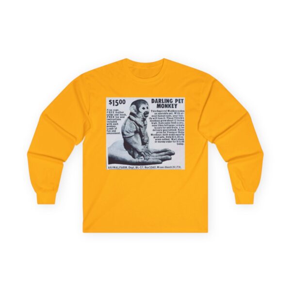 Darling Pet Monkey - Vintage Advertising - Animal Farm - Newspaper - Comic Books - Retro Halftone - Mid Century Modern MCM Long Sleeve Tee - Image 9