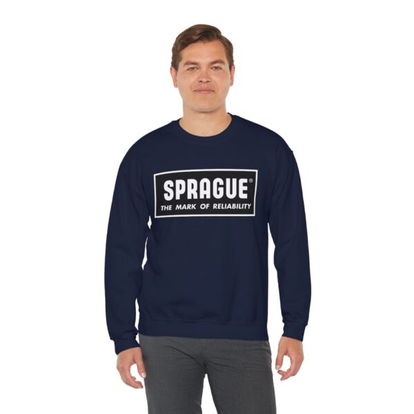 Cozy Vintage Vibes: Sprague Electronics Logo Crewneck Sweatshirt - Antique Radio - Retro - Image 4