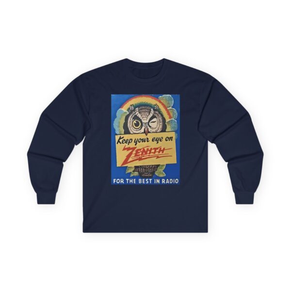 Keep Your Eye on Zenith, for the Best in Radio. Vintage Advertising, Antique Radio, Winking Owl, Rainbow Long Sleeve Tee - Image 23