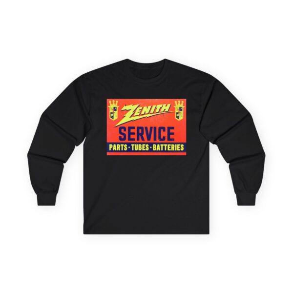 Zenith SERVICE Parts - Tubes - Batteries, Antique Electronics Advertising, Vintage Radio Long Sleeve Tee