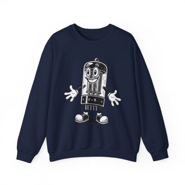 Tubey the Tube - Vintage Radio Mascot Sweatshirt - Antique Vacuum Tube Enthusiast Gift - Electronics - Technician - Image 3