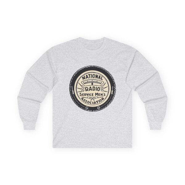 National Radio Service Men's Association Logo - Antique Radio TV Repairman - Vacuum Tube Radio - Vintage Logo Design Long Sleeve Tee - Image 5