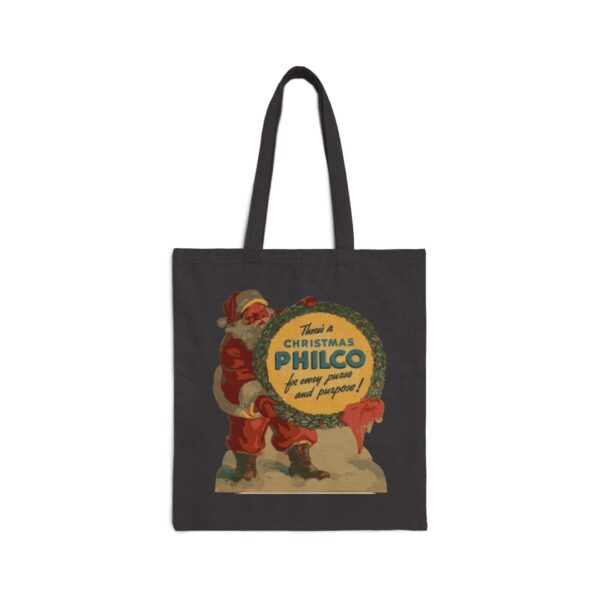 Retro Philco Vintage Santa - Christmas Cotton Canvas Tote Bag - Antique Radio Logo - Xmas - Holiday - Gift Bag - Him Her Dad Grandpa Uncle - Image 6