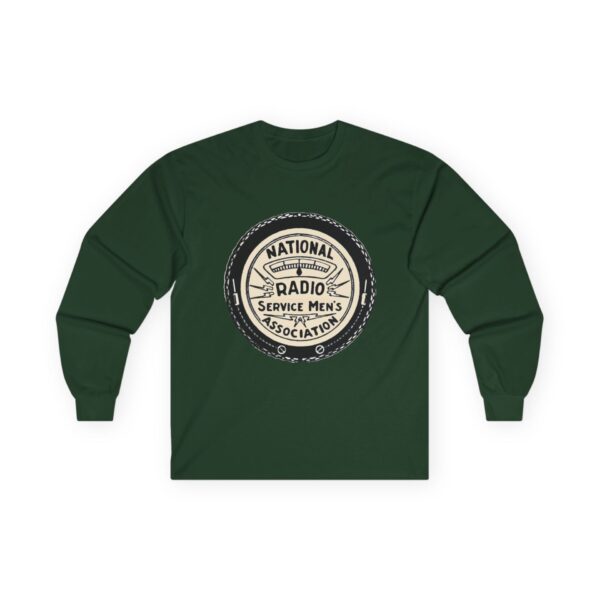 National Radio Service Men's Association Logo - Antique Radio TV Repairman - Vacuum Tube Radio - Vintage Logo Design Long Sleeve Tee - Image 15