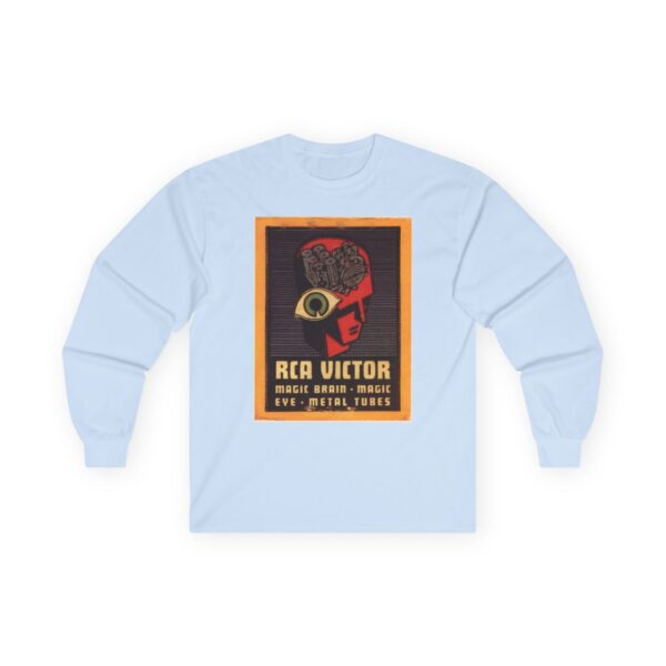 Magic Brain Radio Robot - Magic Eye - Metal Tubes - RCA Victor - Vintage Design - Antique Radio - 1930's Advertising Long Sleeve Tee - Image 19