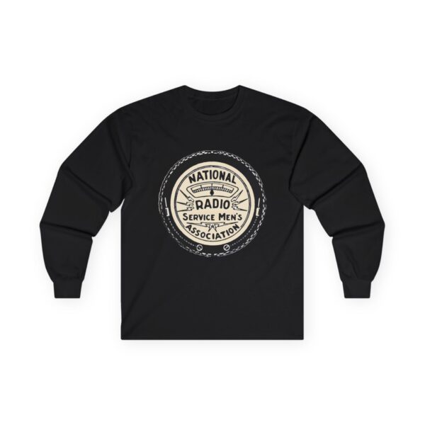 National Radio Service Men's Association Logo - Antique Radio TV Repairman - Vacuum Tube Radio - Vintage Logo Design Long Sleeve Tee - Image 7