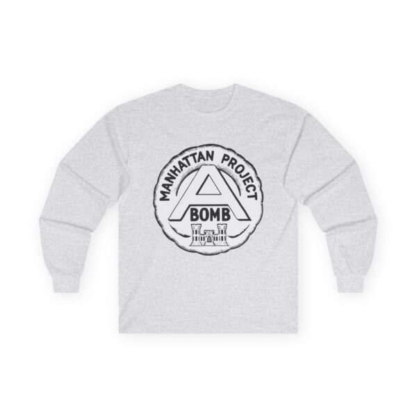 Manhattan Project Logo - 1940s Commemorative Design - US Government - Top Secret - Classified - Retro Logo Long Sleeve Tee - Image 5