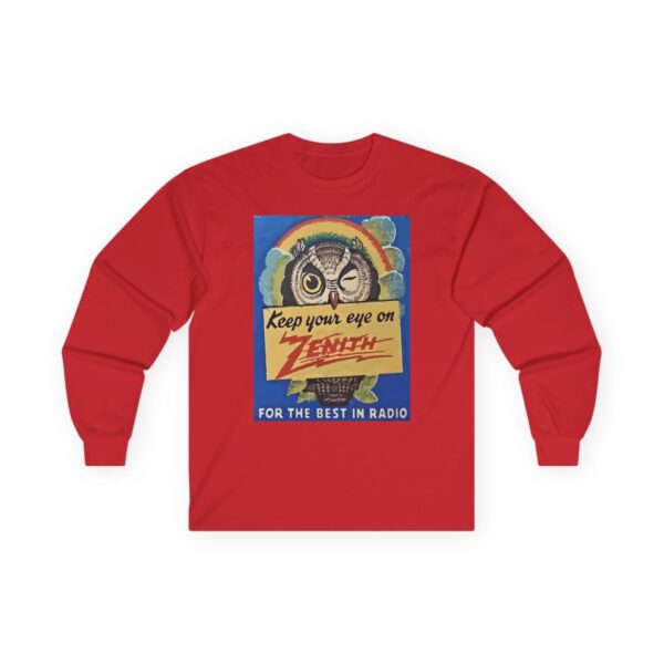 Keep Your Eye on Zenith, for the Best in Radio. Vintage Advertising, Antique Radio, Winking Owl, Rainbow Long Sleeve Tee - Image 29