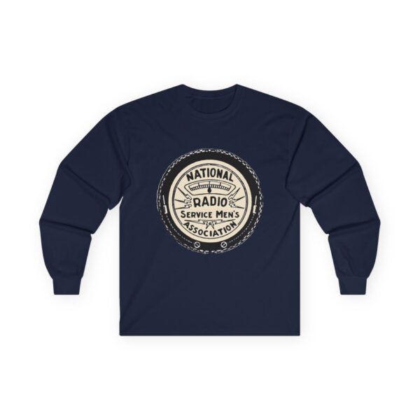 National Radio Service Men's Association Logo - Antique Radio TV Repairman - Vacuum Tube Radio - Vintage Logo Design Long Sleeve Tee - Image 25