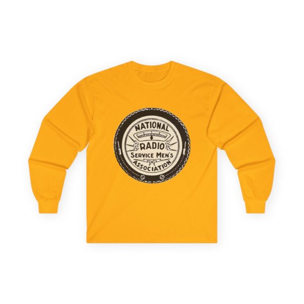National Radio Service Men's Association Logo - Antique Radio TV Repairman - Vacuum Tube Radio - Vintage Logo Design Long Sleeve Tee - Image 11