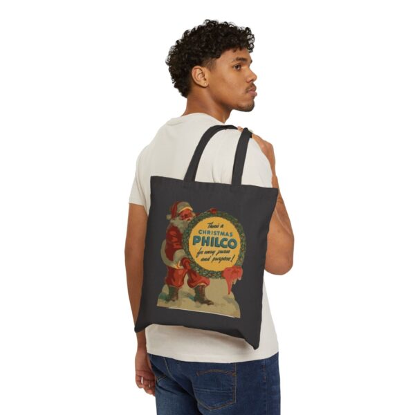 Retro Philco Vintage Santa - Christmas Cotton Canvas Tote Bag - Antique Radio Logo - Xmas - Holiday - Gift Bag - Him Her Dad Grandpa Uncle - Image 8