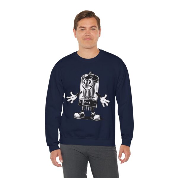 Tubey the Tube - Vintage Radio Mascot Sweatshirt - Antique Vacuum Tube Enthusiast Gift - Electronics - Technician - Image 4