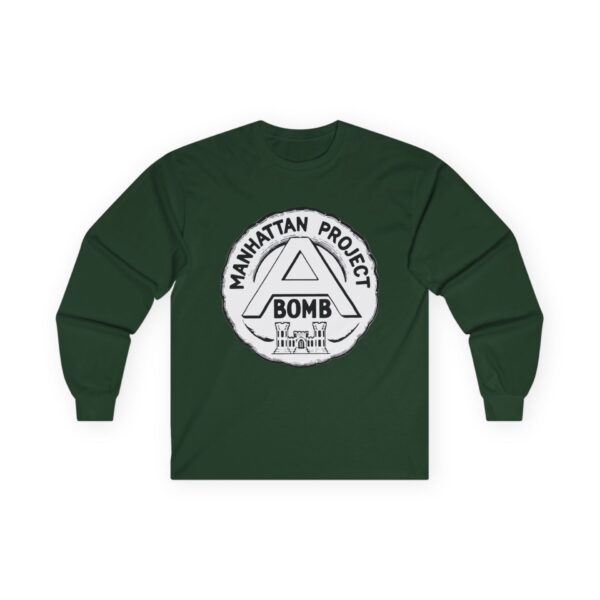 Manhattan Project Logo - 1940s Commemorative Design - US Government - Top Secret - Classified - Retro Logo Long Sleeve Tee - Image 17