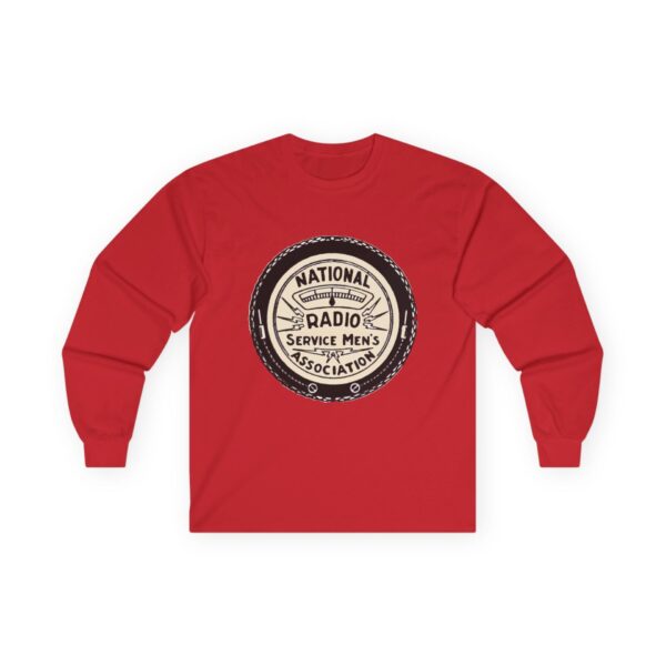 National Radio Service Men's Association Logo - Antique Radio TV Repairman - Vacuum Tube Radio - Vintage Logo Design Long Sleeve Tee - Image 31