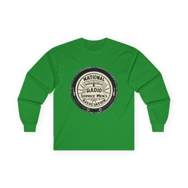 National Radio Service Men's Association Logo - Antique Radio TV Repairman - Vacuum Tube Radio - Vintage Logo Design Long Sleeve Tee - Image 17