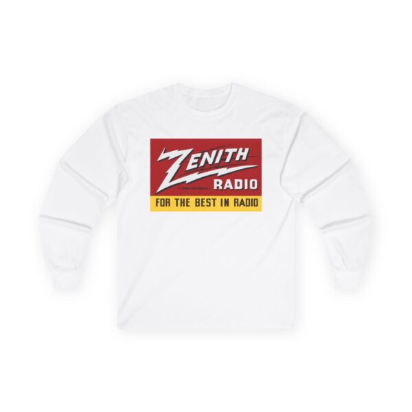 Zenith - Long Distance - For the Best in Radio Long Sleeve Tee / Antique Radio Shirt / Vintage Radio / Advertising / Signage - Image 3