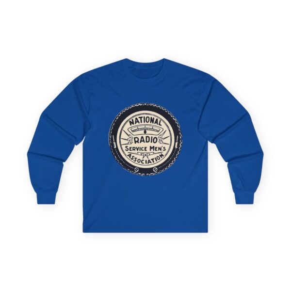 National Radio Service Men's Association Logo - Antique Radio TV Repairman - Vacuum Tube Radio - Vintage Logo Design Long Sleeve Tee - Image 23