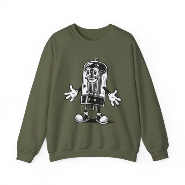 Tubey the Tube - Vintage Radio Mascot Sweatshirt - Antique Vacuum Tube Enthusiast Gift - Electronics - Technician - Image 5