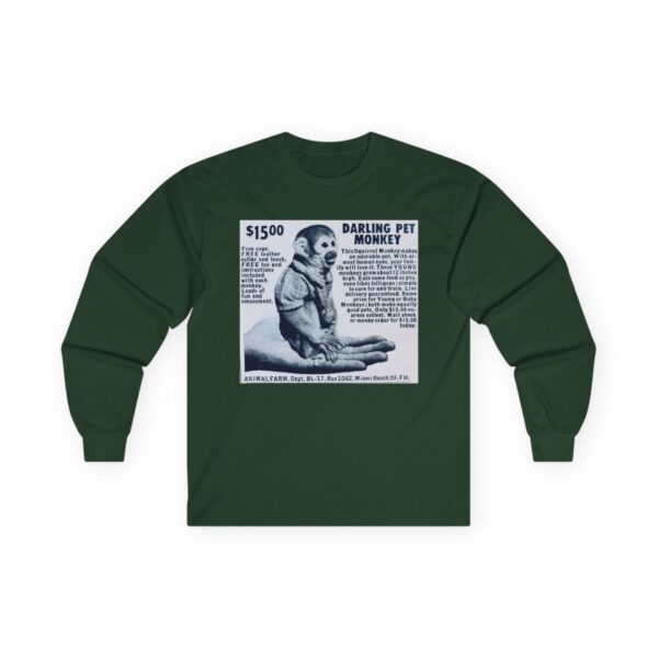 Darling Pet Monkey - Vintage Advertising - Animal Farm - Newspaper - Comic Books - Retro Halftone - Mid Century Modern MCM Long Sleeve Tee - Image 15