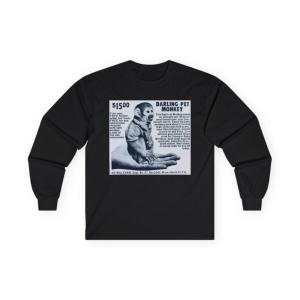 Darling Pet Monkey - Vintage Advertising - Animal Farm - Newspaper - Comic Books - Retro Halftone - Mid Century Modern MCM Long Sleeve Tee - Image 7
