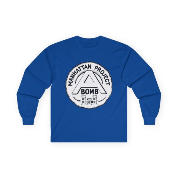 Manhattan Project Logo - 1940s Commemorative Design - US Government - Top Secret - Classified - Retro Logo Long Sleeve Tee - Image 25
