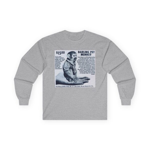 Darling Pet Monkey - Vintage Advertising - Animal Farm - Newspaper - Comic Books - Retro Halftone - Mid Century Modern MCM Long Sleeve Tee
