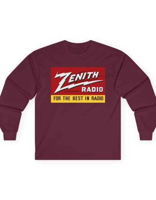 Zenith - Long Distance - For the Best in Radio Long Sleeve Tee / Antique Radio Shirt / Vintage Radio / Advertising / Signage