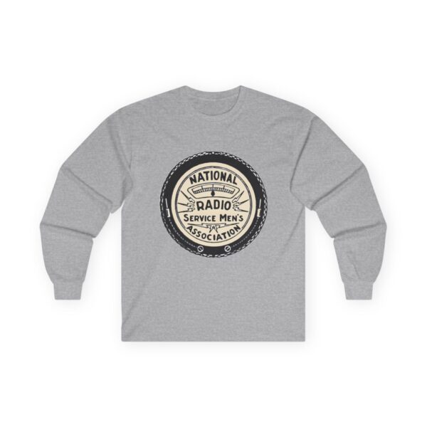 National Radio Service Men's Association Logo - Antique Radio TV Repairman - Vacuum Tube Radio - Vintage Logo Design Long Sleeve Tee - Image 9