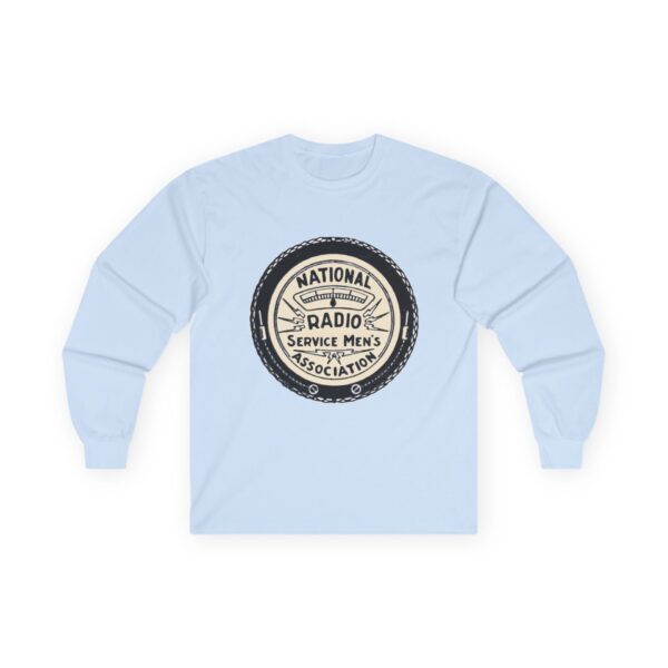National Radio Service Men's Association Logo - Antique Radio TV Repairman - Vacuum Tube Radio - Vintage Logo Design Long Sleeve Tee - Image 19