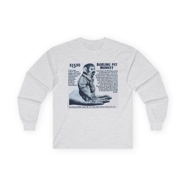 Darling Pet Monkey - Vintage Advertising - Animal Farm - Newspaper - Comic Books - Retro Halftone - Mid Century Modern MCM Long Sleeve Tee - Image 5