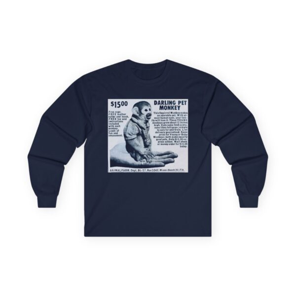 Darling Pet Monkey - Vintage Advertising - Animal Farm - Newspaper - Comic Books - Retro Halftone - Mid Century Modern MCM Long Sleeve Tee - Image 25