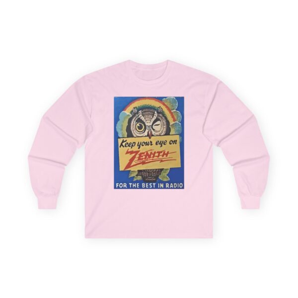Keep Your Eye on Zenith, for the Best in Radio. Vintage Advertising, Antique Radio, Winking Owl, Rainbow Long Sleeve Tee - Image 27