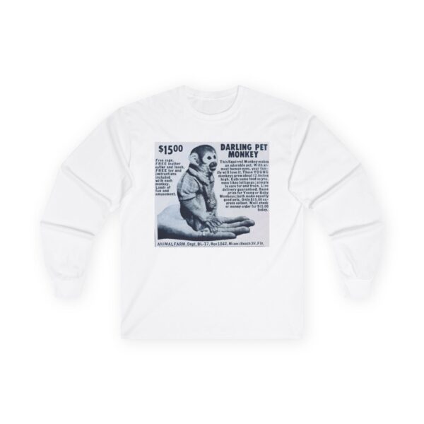 Darling Pet Monkey - Vintage Advertising - Animal Farm - Newspaper - Comic Books - Retro Halftone - Mid Century Modern MCM Long Sleeve Tee - Image 3
