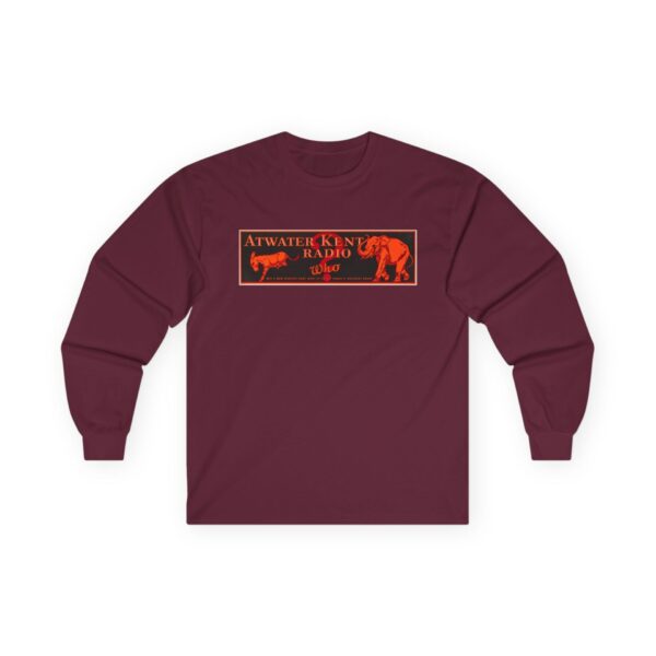 Atwater Kent Vintage Radio Ad Graphic / 1930's Advertising / Enjoy Radio's Greatest Show! Retro Design Long Sleeve Tee - Image 11
