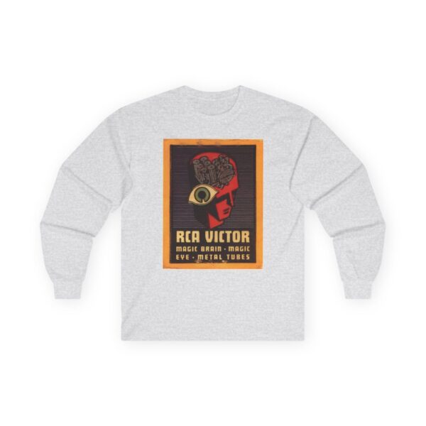 Magic Brain Radio Robot - Magic Eye - Metal Tubes - RCA Victor - Vintage Design - Antique Radio - 1930's Advertising Long Sleeve Tee - Image 5