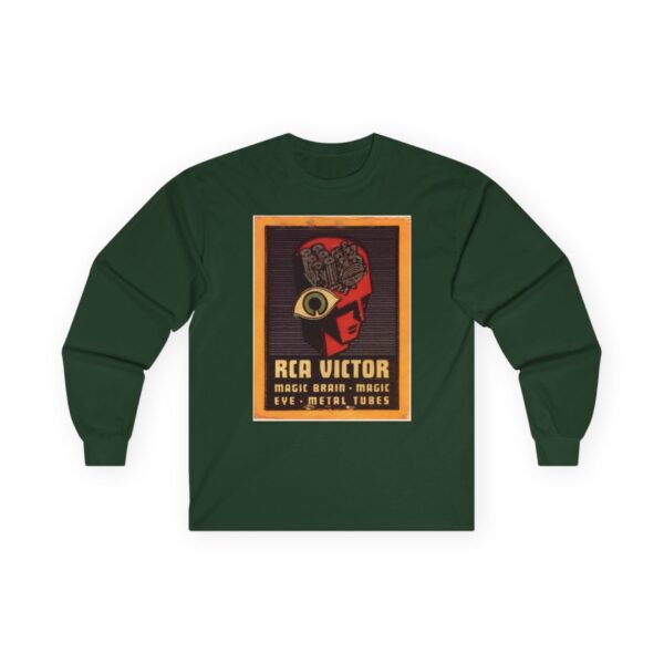 Magic Brain Radio Robot - Magic Eye - Metal Tubes - RCA Victor - Vintage Design - Antique Radio - 1930's Advertising Long Sleeve Tee - Image 15