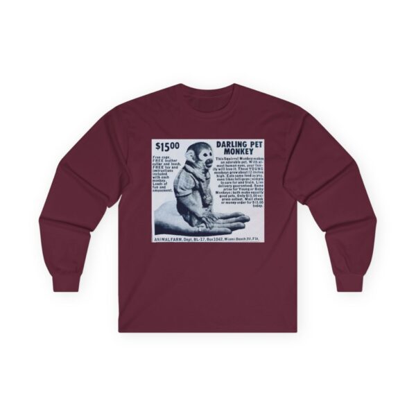 Darling Pet Monkey - Vintage Advertising - Animal Farm - Newspaper - Comic Books - Retro Halftone - Mid Century Modern MCM Long Sleeve Tee - Image 11