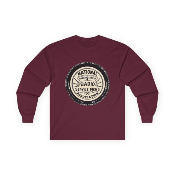 National Radio Service Men's Association Logo - Antique Radio TV Repairman - Vacuum Tube Radio - Vintage Logo Design Long Sleeve Tee